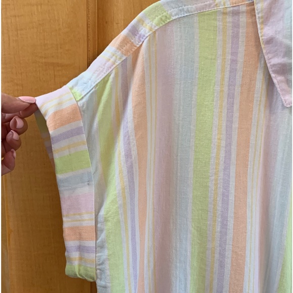 (K259) NWT, Wonder Nation Girls Plus Sz 14-16 Linen Camp Top, Tie Front 1 pocket - Picture 4 of 12